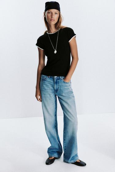 Zara DOUBLE T-SHIRT - Black