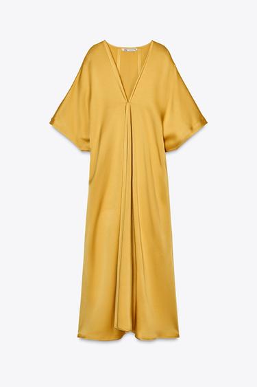 ROBE TUNIQUE À PLI ZW COLLECTION - Jaune de Zara - Image 4