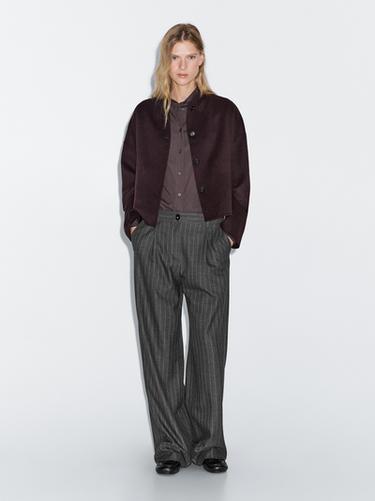 Zara Pinstripe wide-leg trousers - Gray