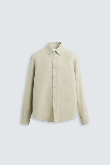 CAMISA 100% LINHO - Bege-claro da Zara