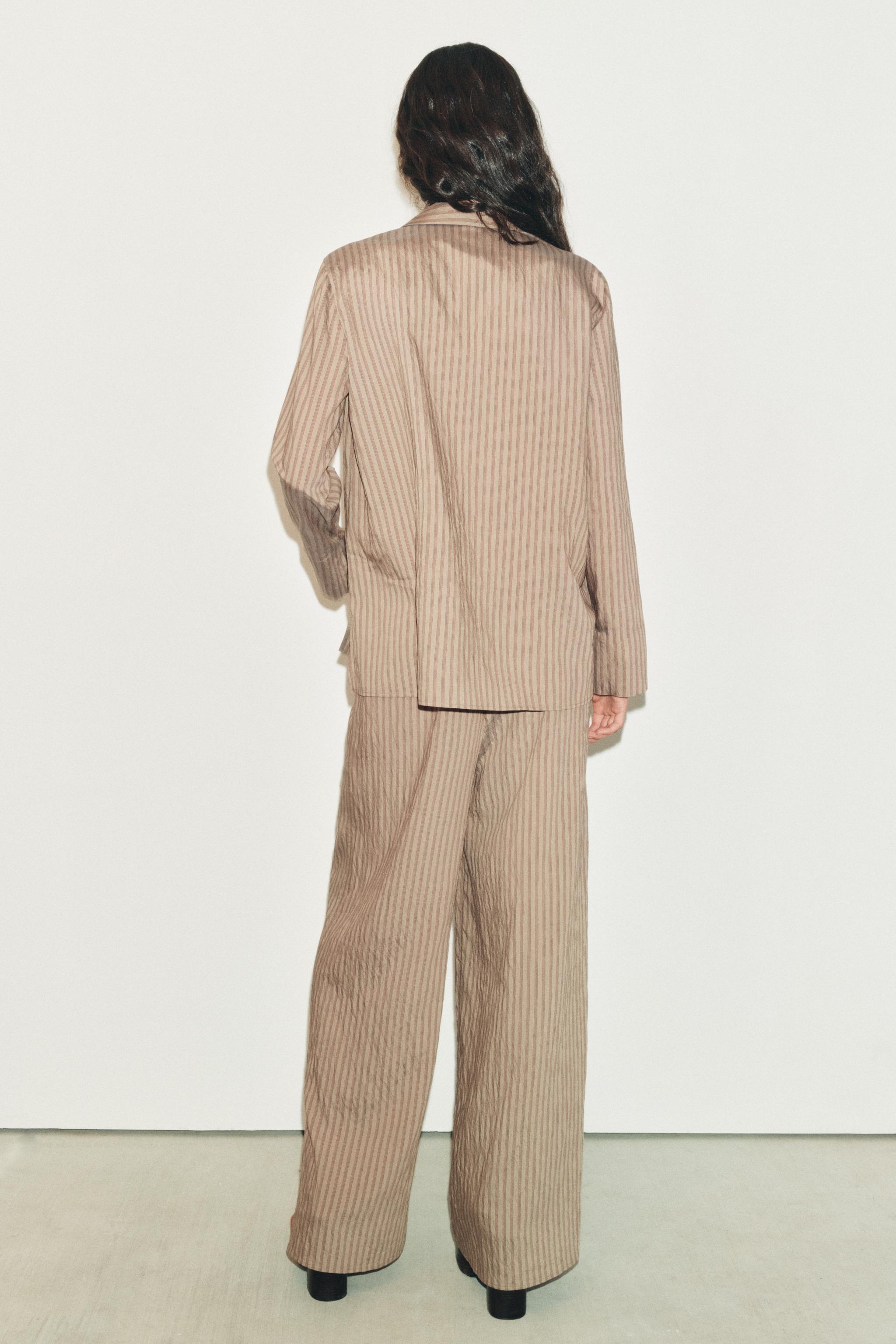 ZW COLLECTION ストライプ柄パジャマパンツ - ライトブラウン