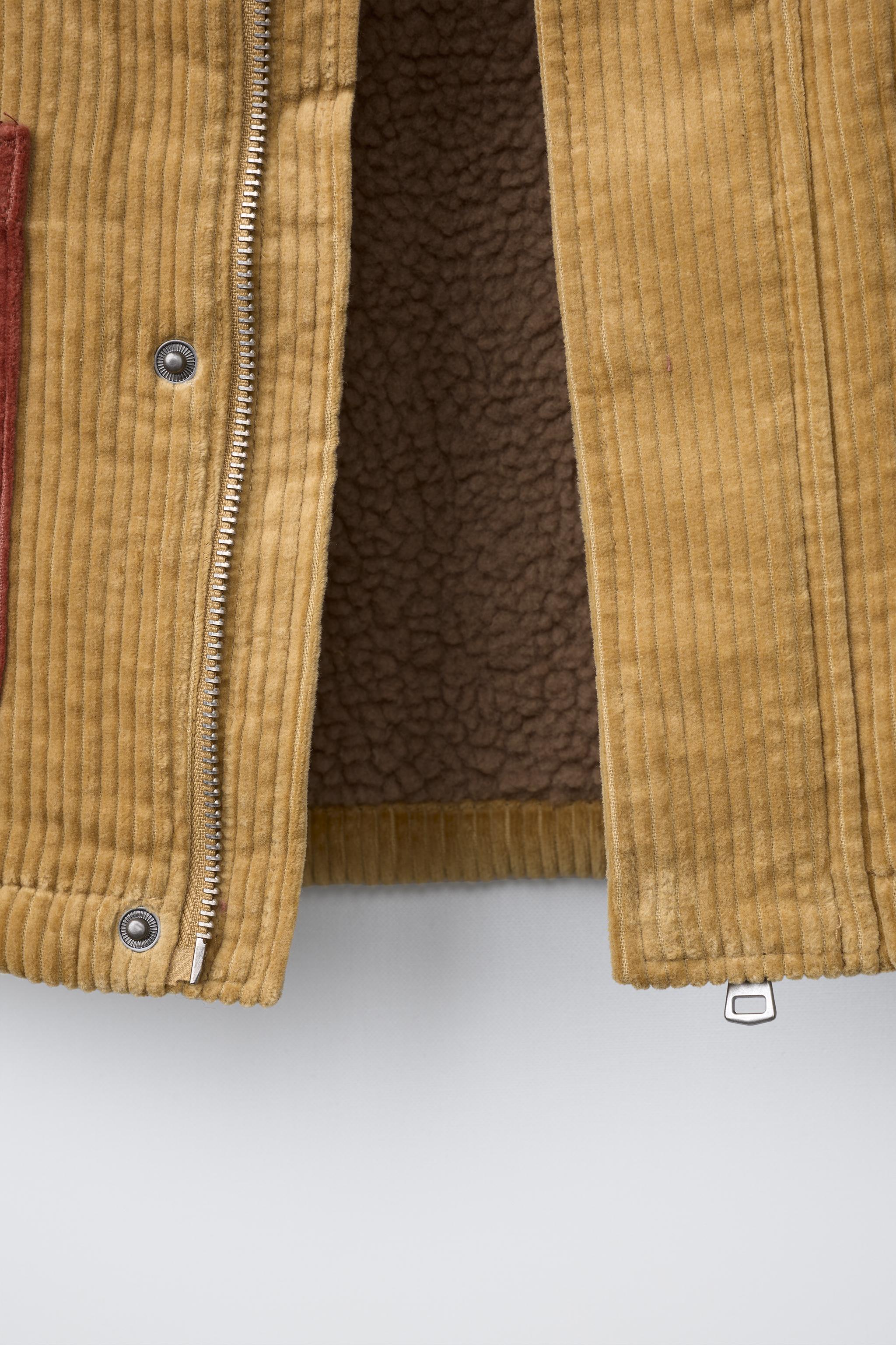 BLOUSON EN VELOURS CÔTELÉ COLOR BLOCK DOUBLURE EFFET MOUTON