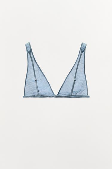 BRALETTE EN SOIE 100 % EFFET FROISSÉ LIMITED EDITION - Bleu clair de Zara - Image 4
