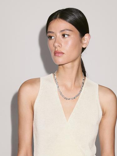 Zara Knit crossover waistcoat with drawstring - Biscuit