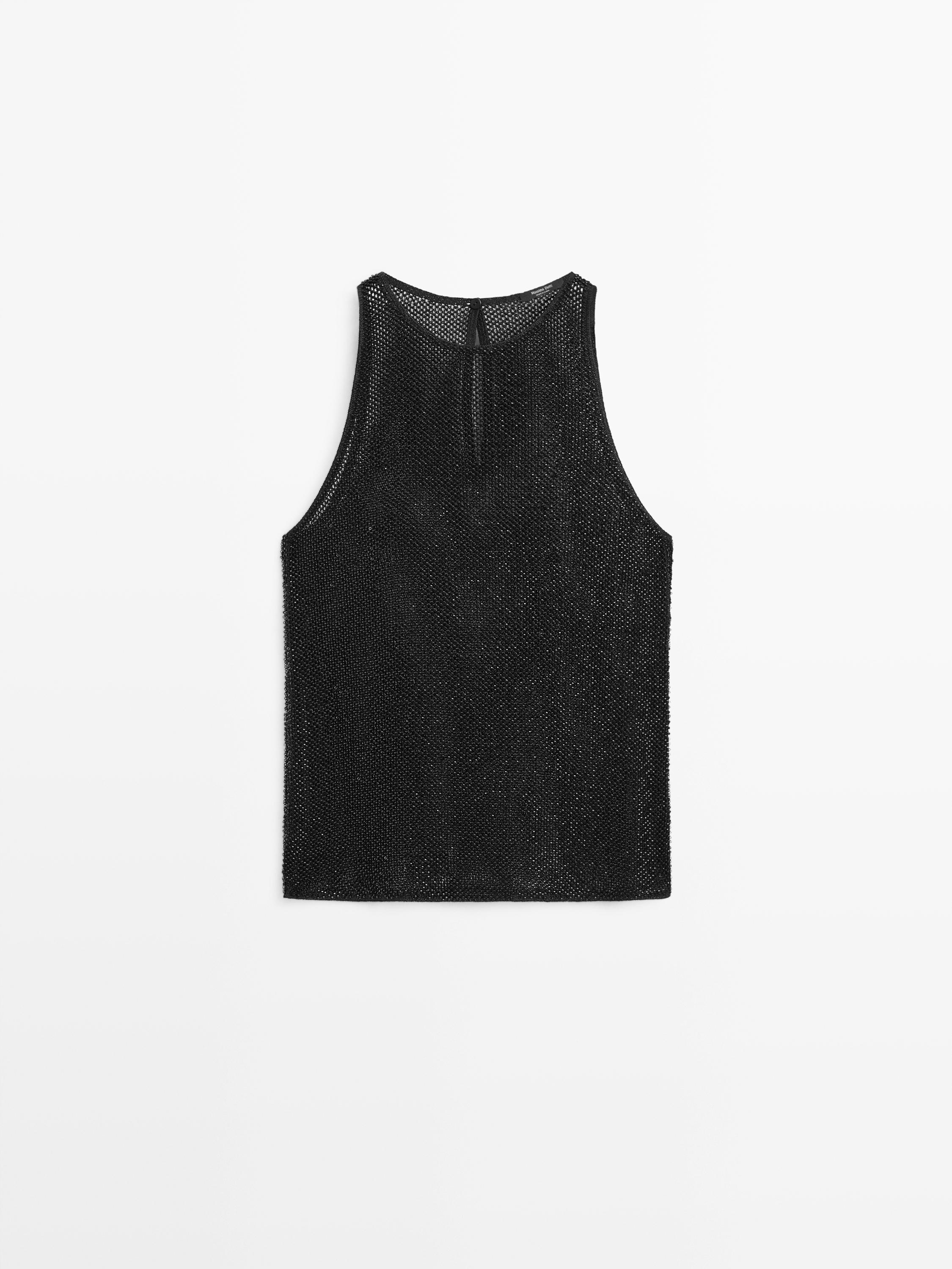 Semi-sheer top with matching beads