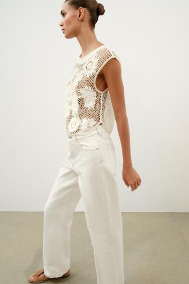 FLORAL CROCHET TOP - White by Zara - Image 2