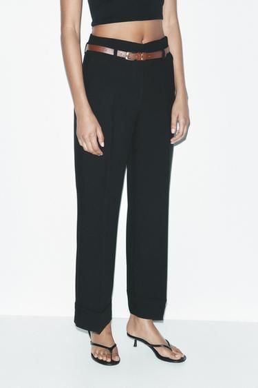 PANTALÓN VUELTA CINTURÓN - Negro de Zara
