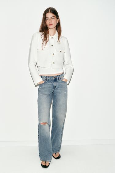 CROPPED BLAZER WITH POCKETS - Ecru by Zara
