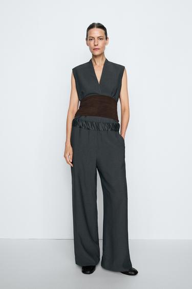 Zara Studio total look elasticated pants - Petrol blue - Image 0
