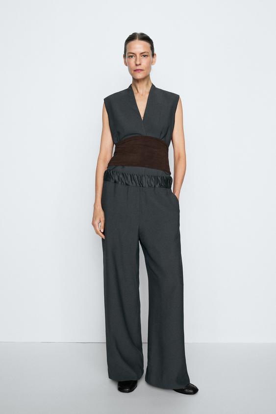 Zara Studio total look elasticated pants - Petrol blue - Image 0