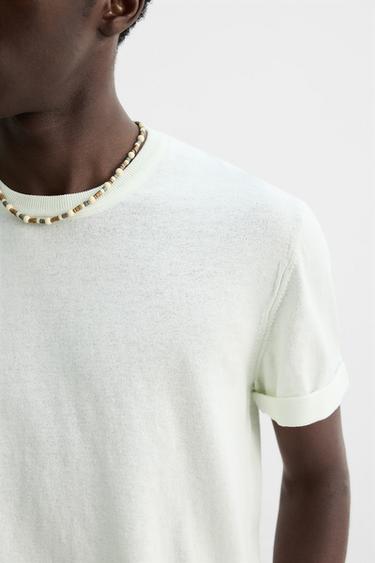 T-SHIRT EN MAILLE LÉGÈRE - Bleu clair de Zara - Image 4