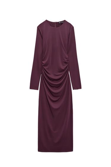 GATHERED MIDI DRESS