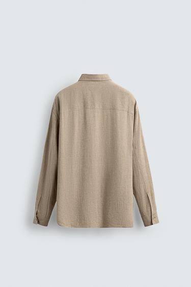 LINEN-VISCOSE TIE SHIRT - Sand by Zara - Image 8
