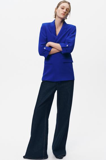 Zara BLAZER WITH ROLLED-UP SLEEVES - Bluish - Image 0