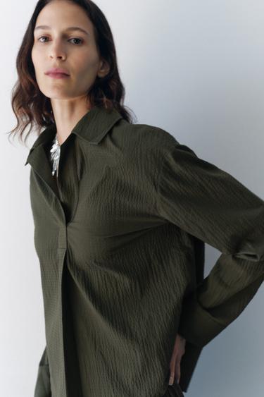 РУБАШКА С ВОРОТНИКОМ ПОЛО — ZW COLLECTION — ХАКИ от Zara