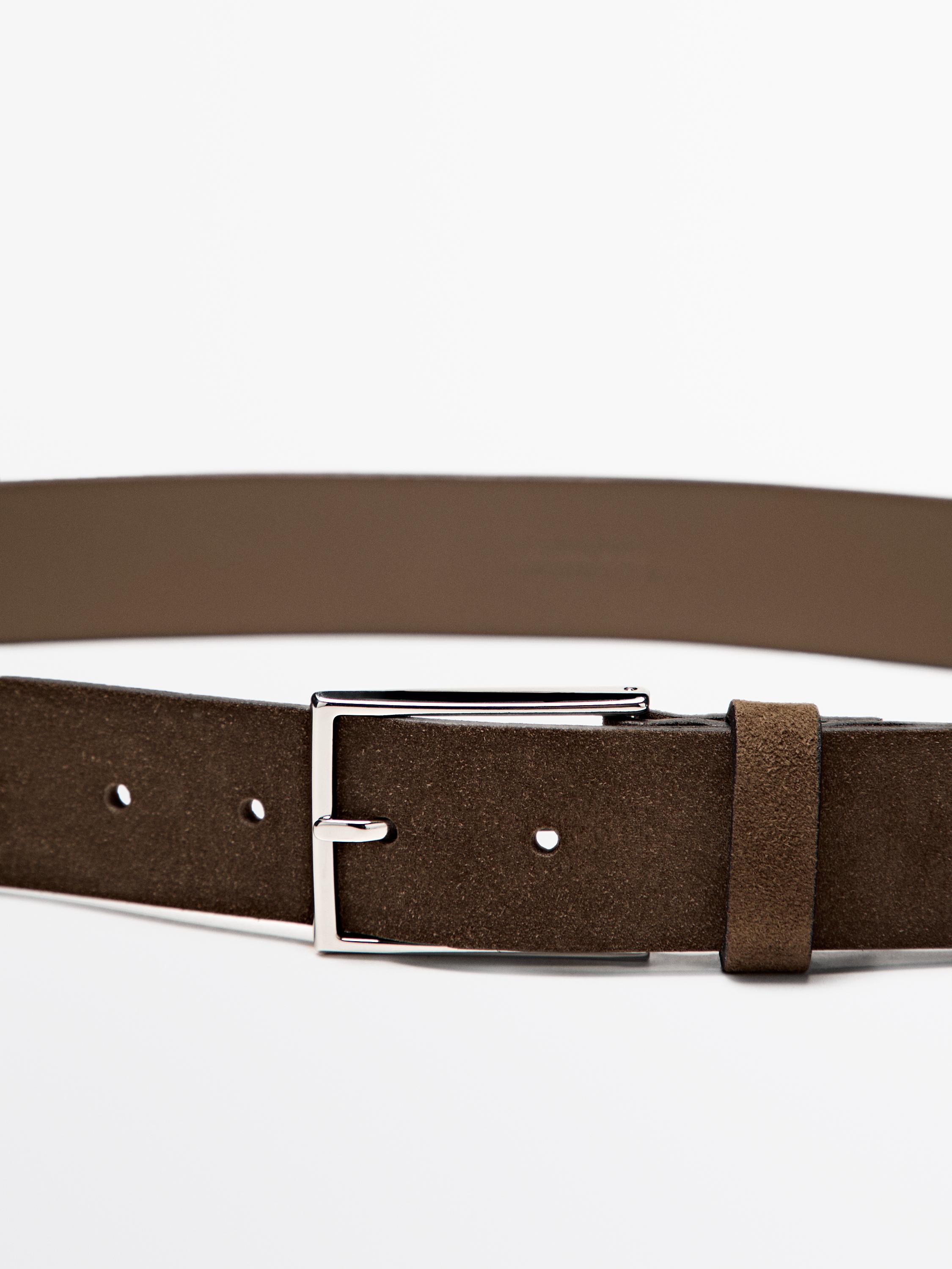 Ceinture avec boucle en nickel cuir nappa molletonné