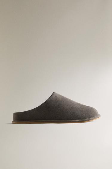 WARM LEATHER MULES - Dark Grey by Zara