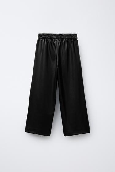 FAUX LEATHER TROUSERS WITH BOWS - Black by Zara - Image 1