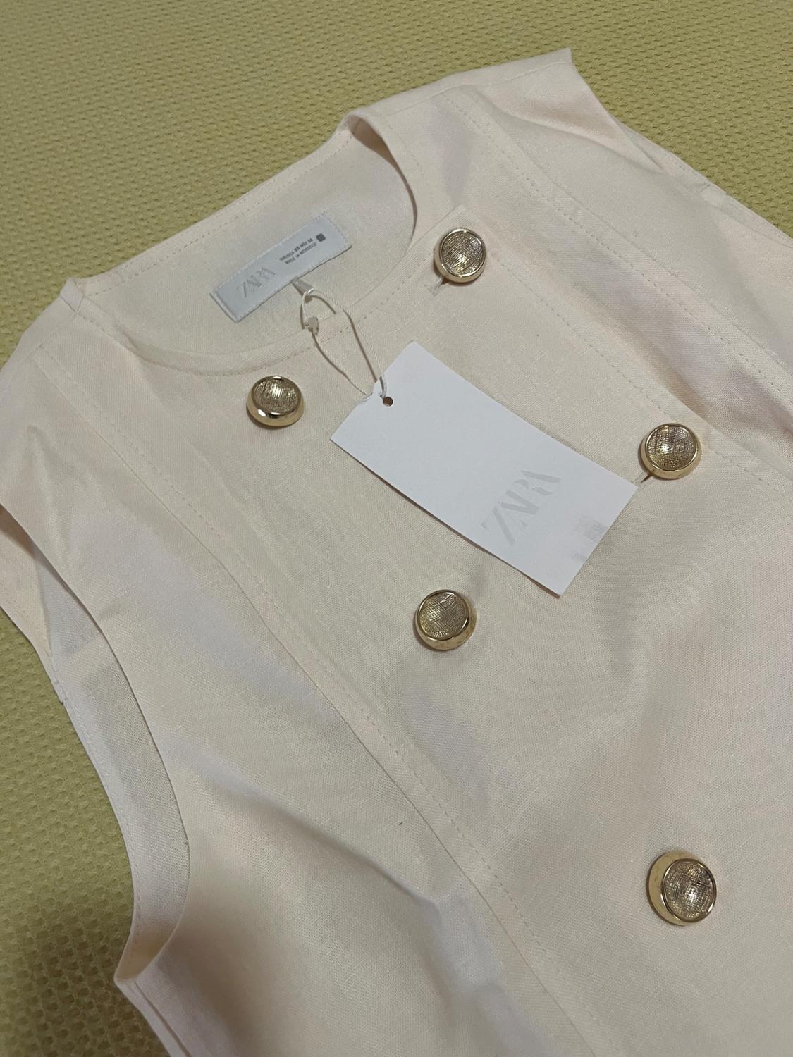 DOUBLE-BREASTED LINEN BLEND WAISTCOAT - Image 3