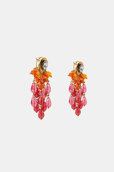 BEADED CASCADING JEWEL EARRINGS - Golden by Zara - Image 2