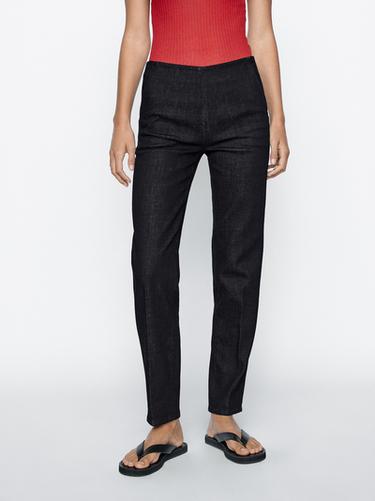 Zara Cotton blend slim fit trousers - Blue