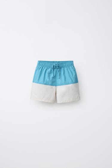 AGES 6-14 / COLOUR BLOCK SWIM SHORTS - Blue by Zara