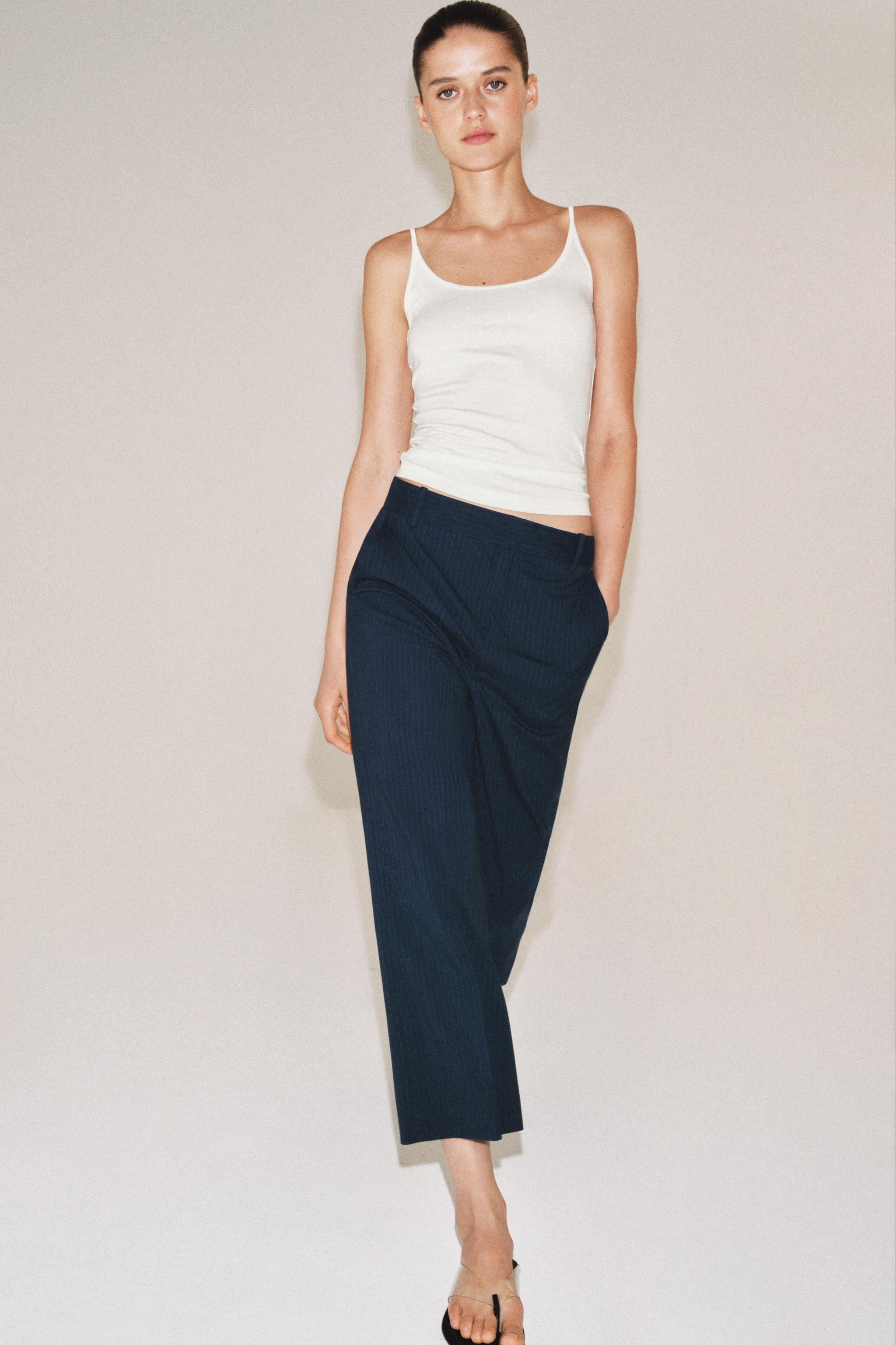 ZW COLLECTION PINSTRIPE PANTS - Navy blue | ZARA United States