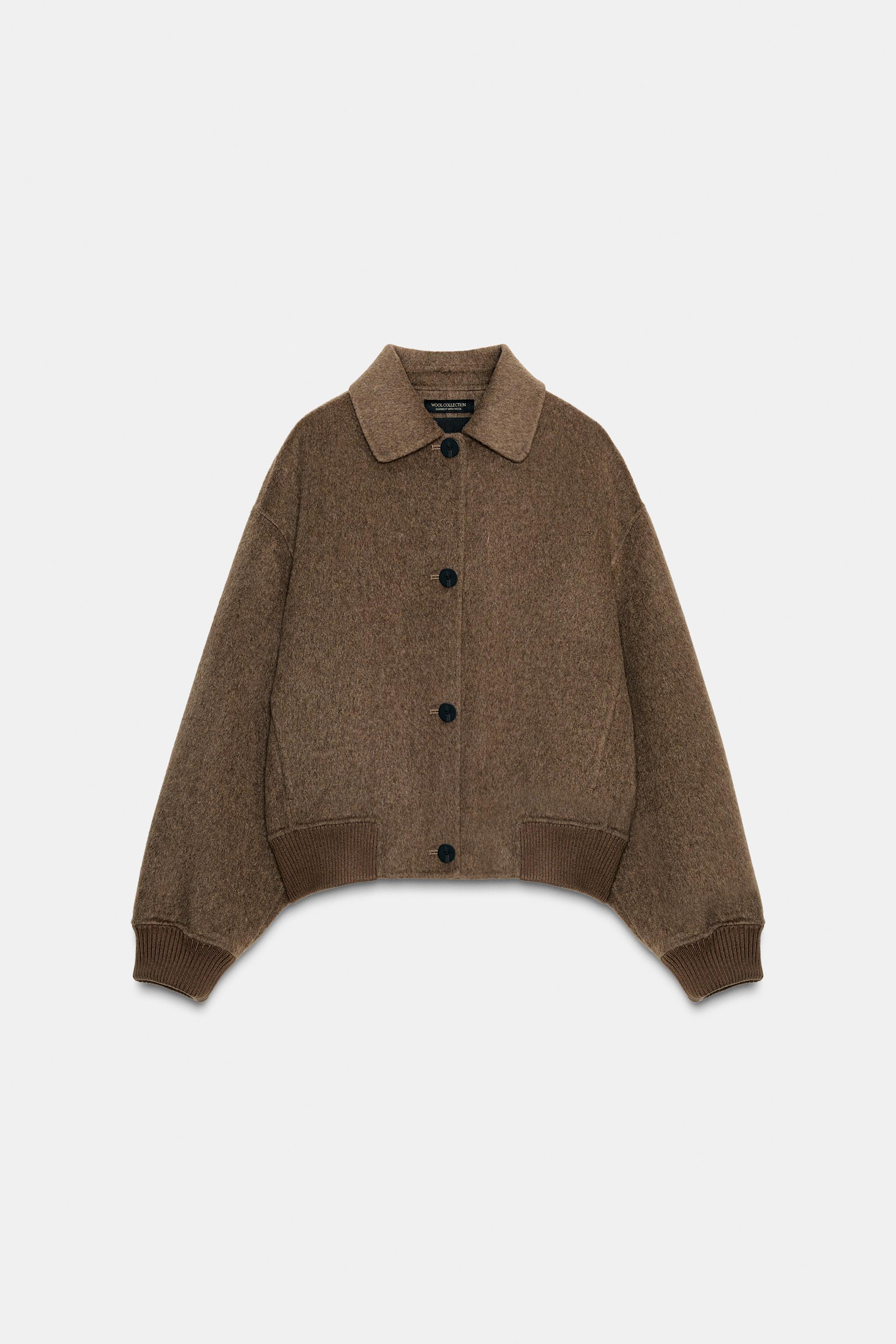 WOOL BLEND BOMBER JACKET ZW COLLECTION - Brown / Taupe | ZARA