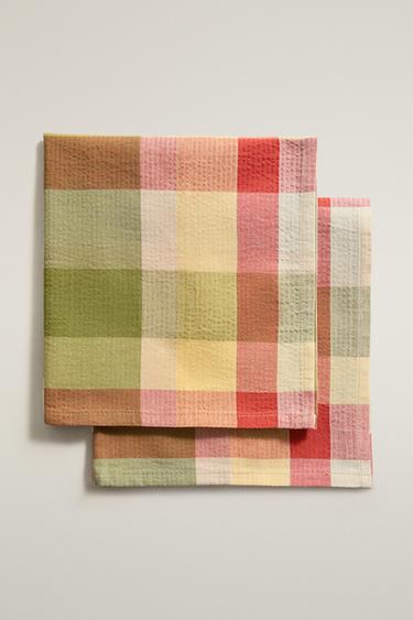 SET TOVAGLIOLI COTONE QUADRI (SET DA 2) - Verdi di Zara
