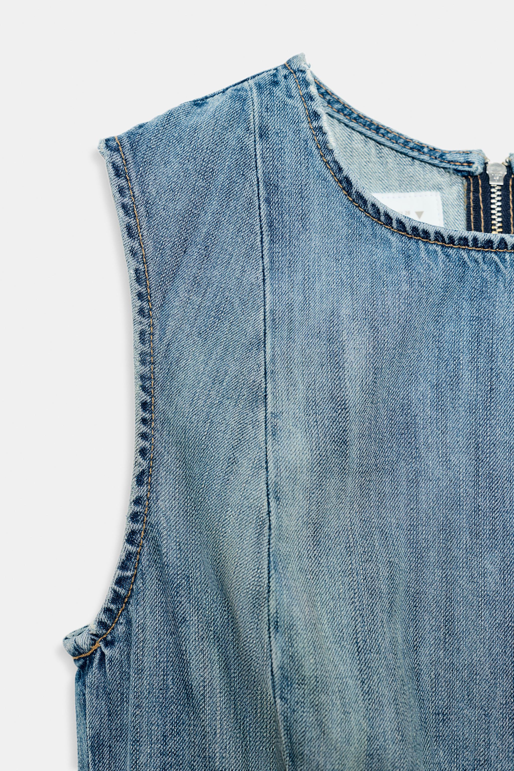 ASYMMETRIC TRF DENIM DRESS