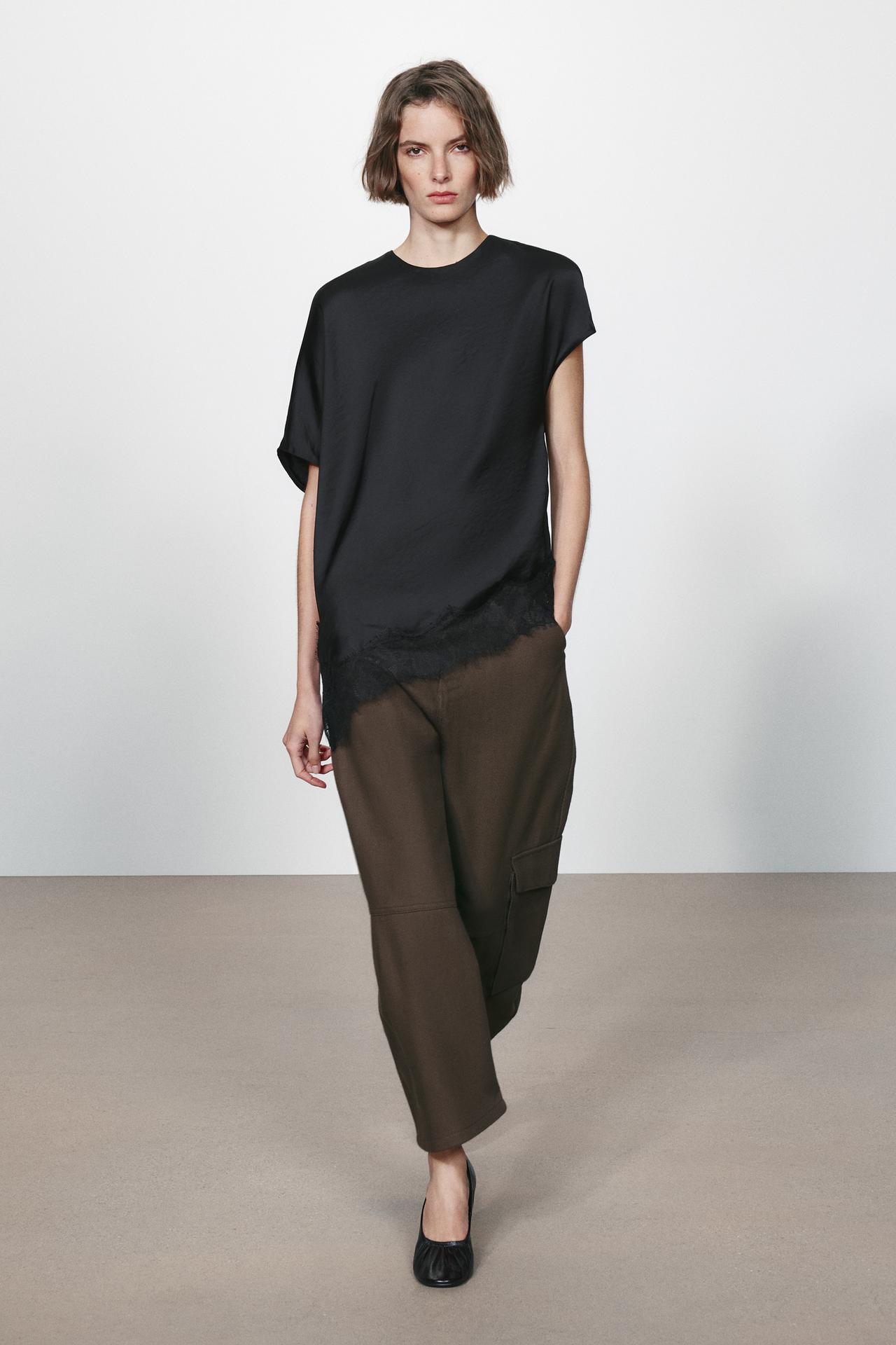 ZW COLLECTION LACE TOP — Black