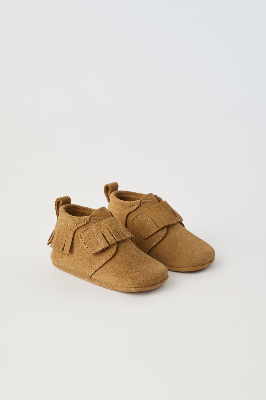 FRINGED LEATHER SHOES - Sandy Brown