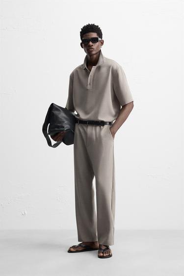 Zara STRAIGHT FIT PANTS - Mink - Image 0