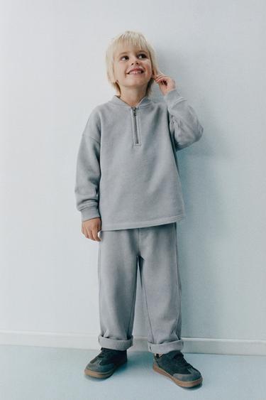 Zara JEDNOBOJNI KOMPLET SPORTSKE DUKSERICE I PANTALONA – siva / žutosmeđa