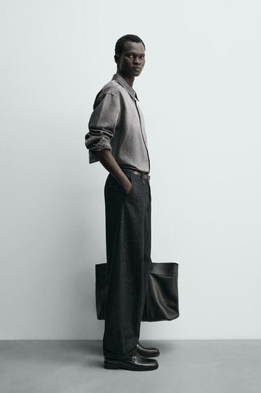 워싱 데님 릴렉스핏 셔츠 - Zara 그레이