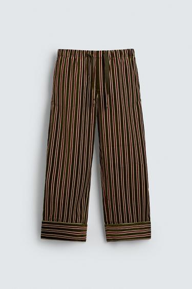 LIMITED EDITION VELVET CONTRAST STRIPED TROUSERS - Green stripe by Zara