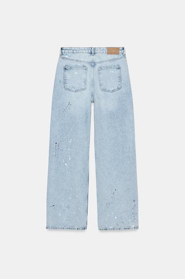 Z1975 LOOSE mid-waist PAINT-EFFECT JEANS - Light blue by Zara - Image 7