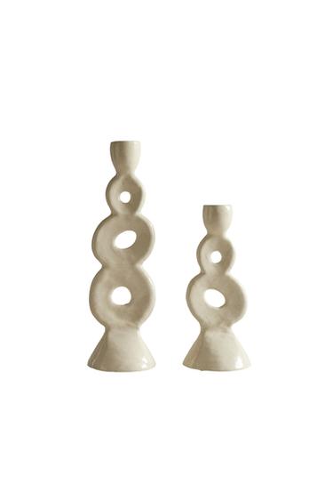 ALUMINIUM CANDLE HOLDER - Oyster-white by Zara