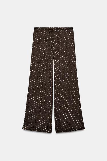 PANTALÓN FLUIDO PALAZZO LUNARES - Marrón / Crudo de Zara