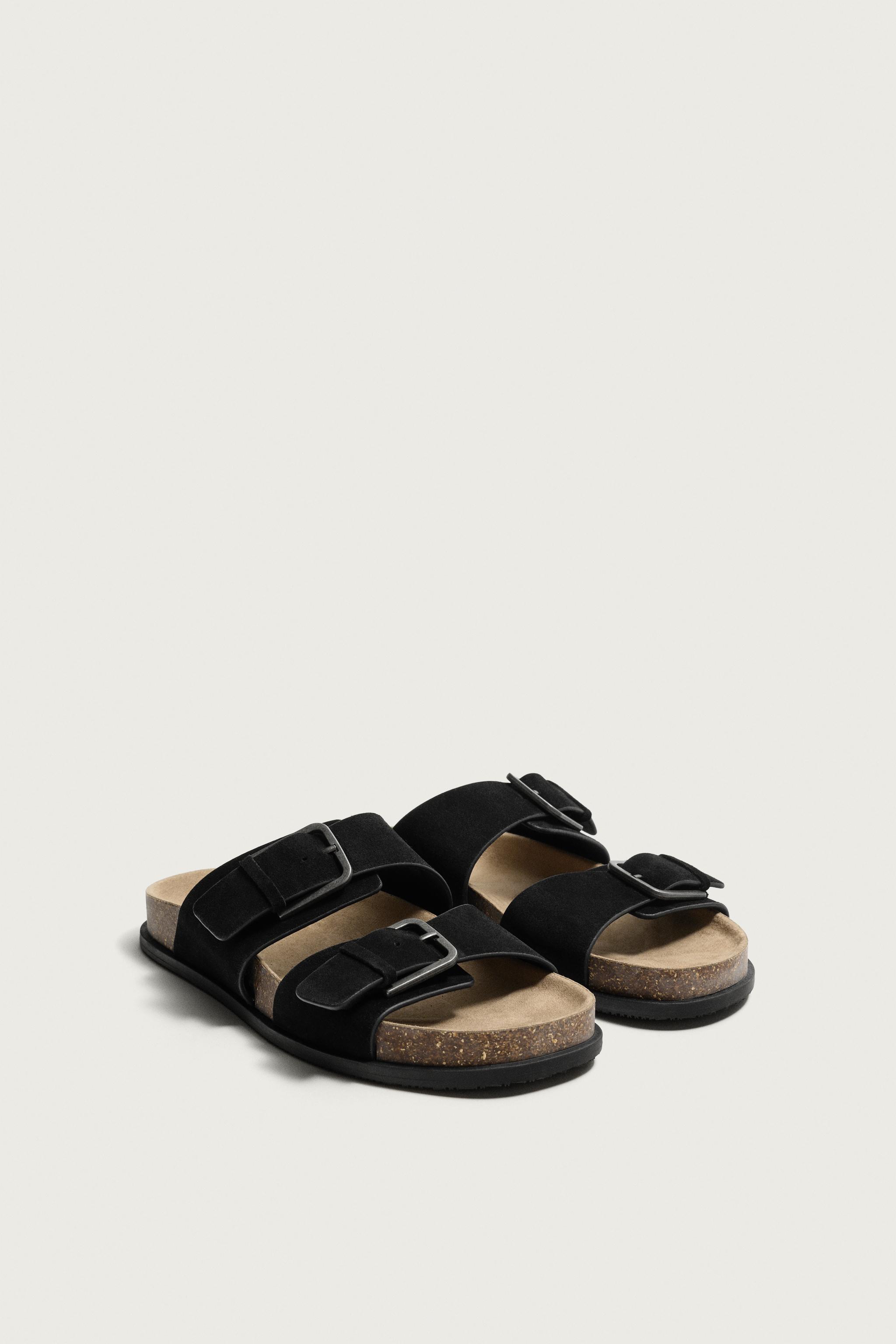 STRAPPY LEATHER SANDALS — Black (alternate view)