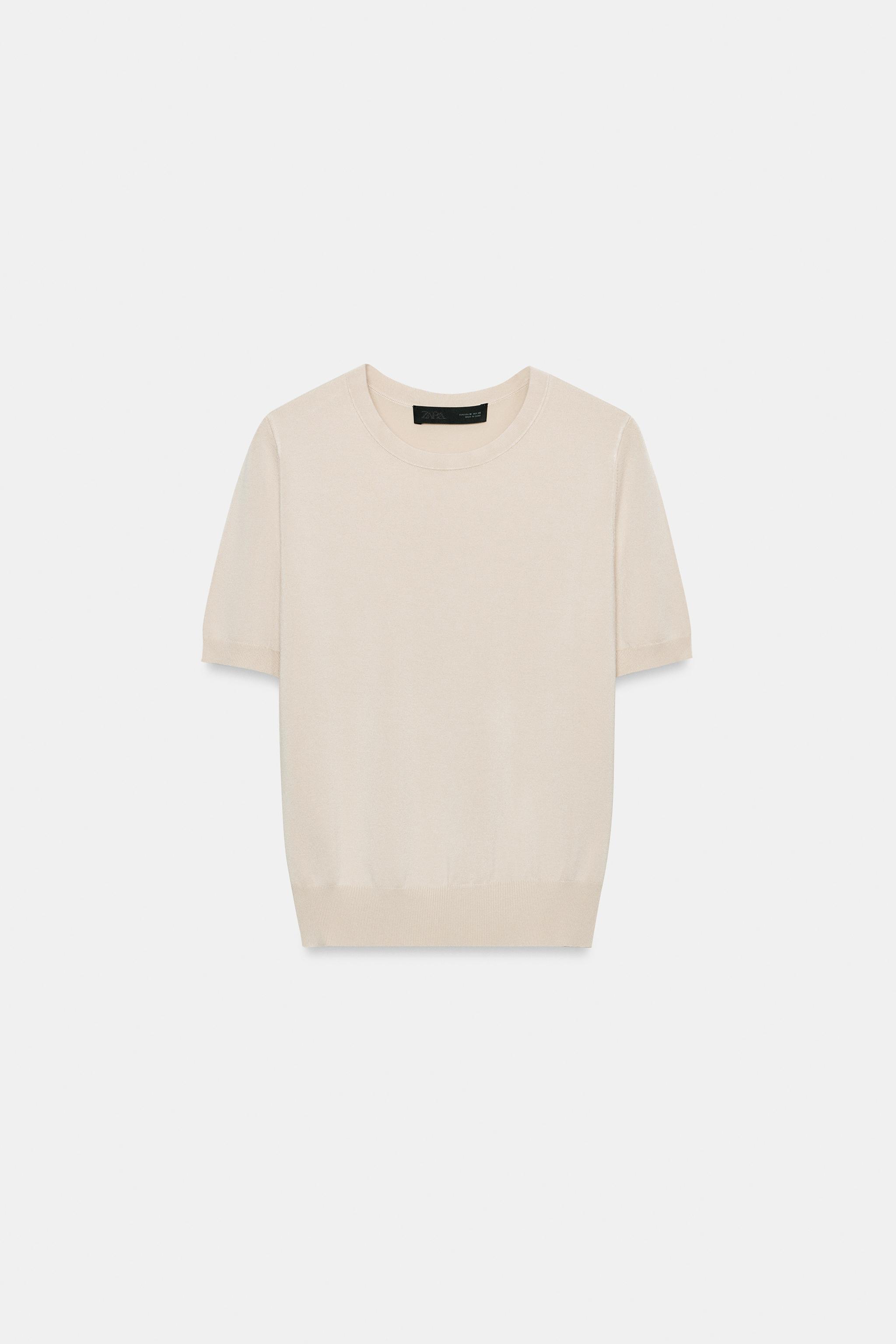 Женские свитеры Zara PLAIN KNIT BASIC SHORT SLEEVE TOP — фото 6