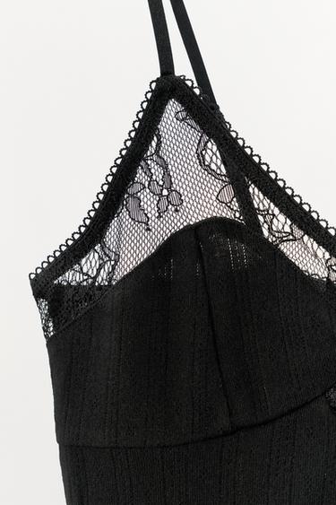 BODY POINTELLE AVEC DENTELLE - Noir de Zara - Image 4