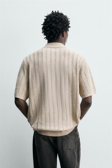 POLO EN MAILLE CANNELÉE - Écru de Zara - Image 2
