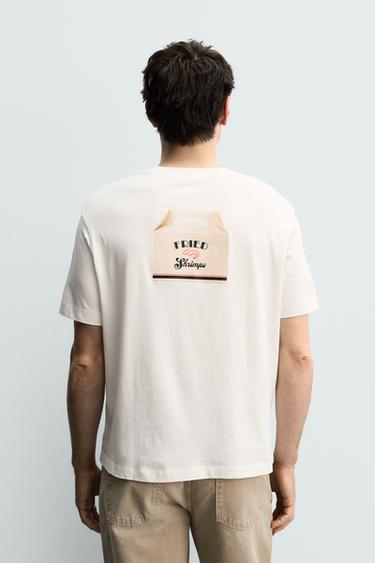 EMBROIDERED REGULAR FIT T-SHIRT - Oyster-white by Zara - Image 2