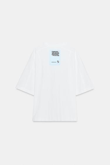 T-SHIRT COUPE BOXY ÉTIQUETTE - Blanc de Zara - Image 6