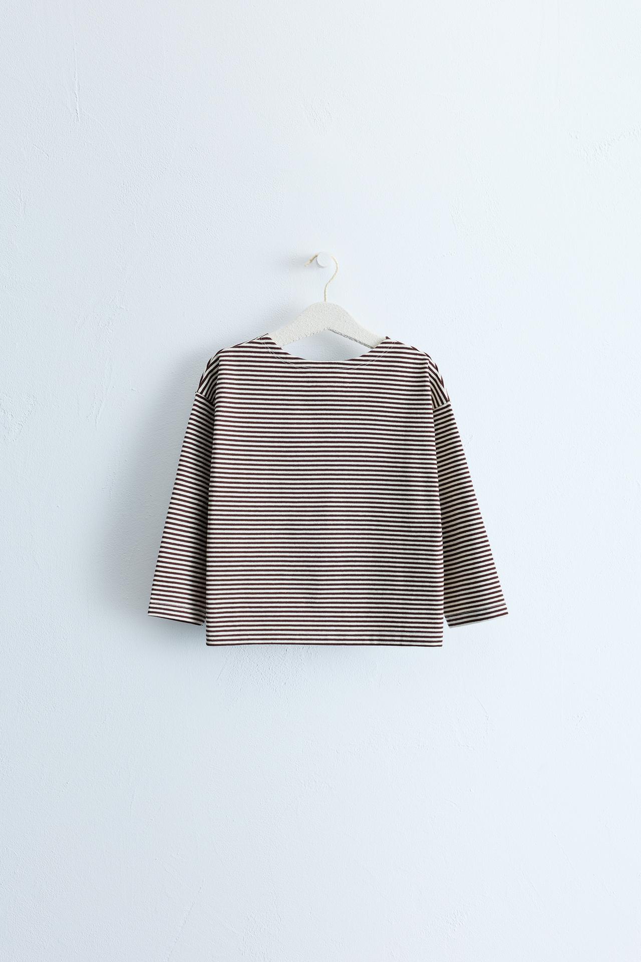 ZARA TIMELESS - STRIPED PRINT T-SHIRT — Brown