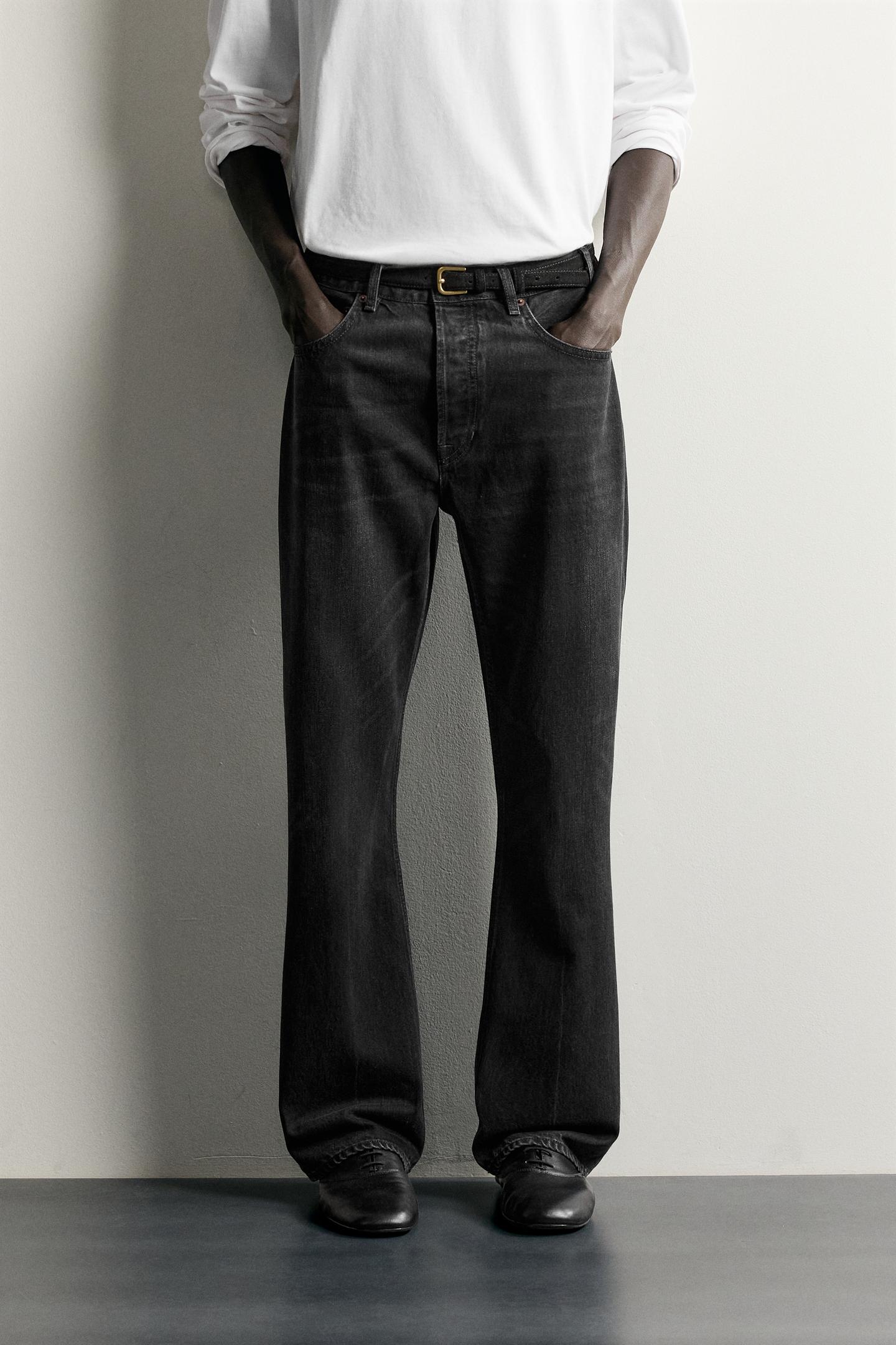 Мужские джинсы Zara Straight Fit Bootcut, цвет: Чёрный — фото 2