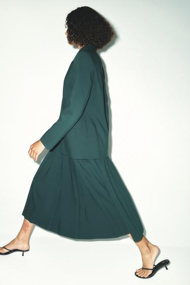 PLEATED MIDI SKIRT - Bottle green by Zara