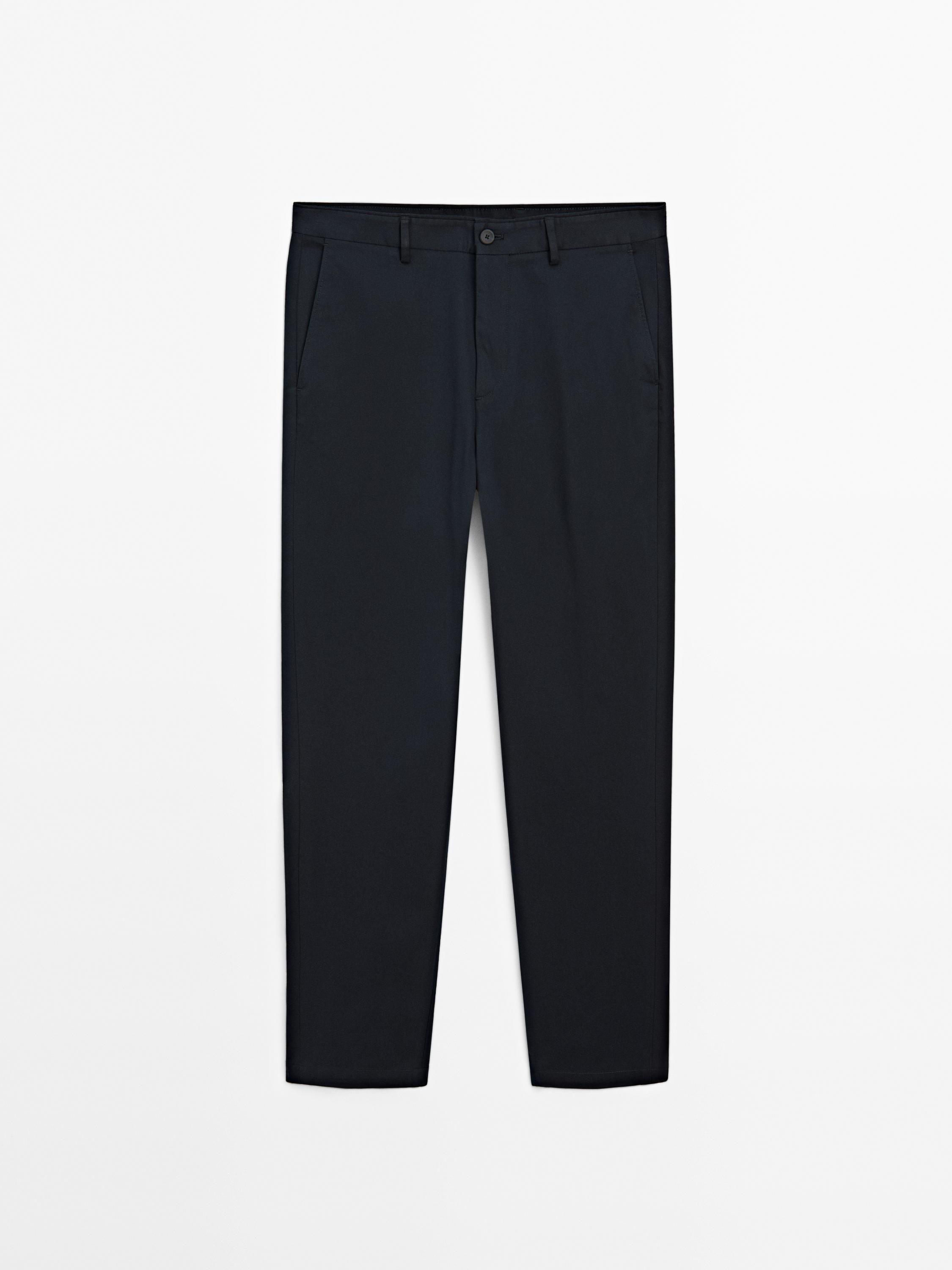 Pantalon tapered fit en coton mélang