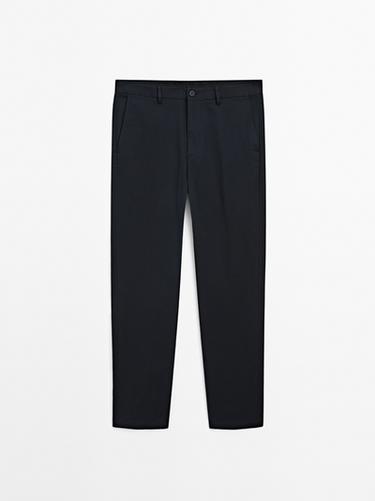 Pantalón tapered fit mezcla algodón - Marino de Zara